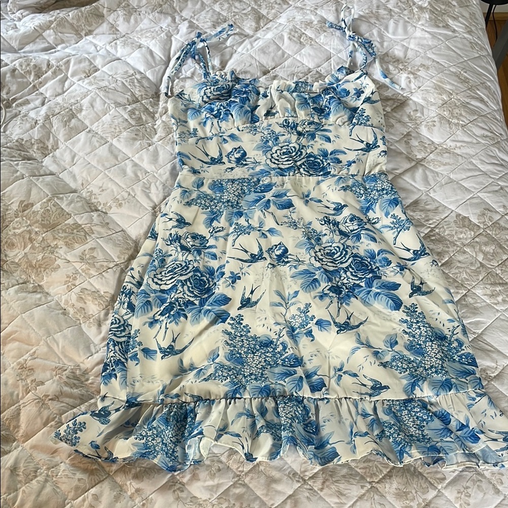 RIHOAS Blue and White Floral Dress